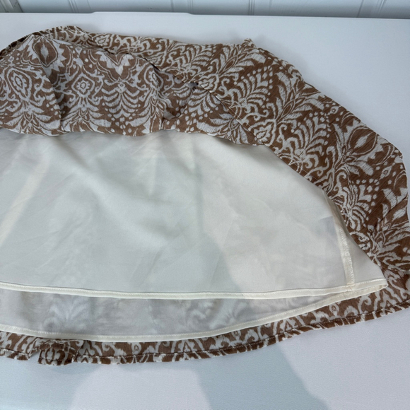 Dynamite Pleated Damask Mini Skirt Womens Medium White Tan Lined - Picture 6 of 11